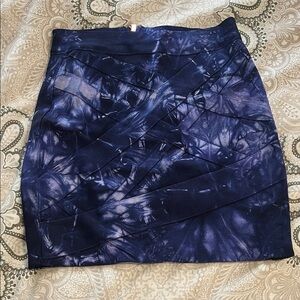 Stretta Navy Tie-Dye Pencil Skirt